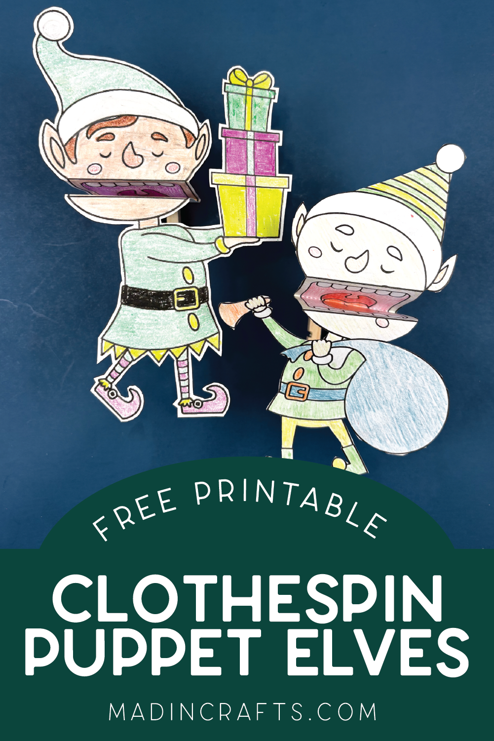 FREE PRINTABLE CHRISTMAS ELF CLOTHESPIN PUPPETS Christmas Mad In Crafts