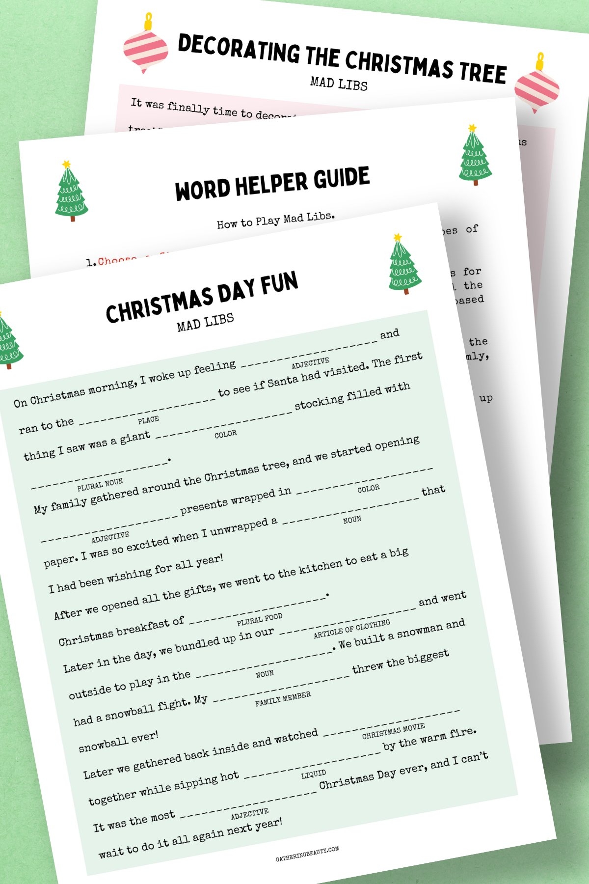 Free Printable Christmas Mad Libs Gathering Beauty