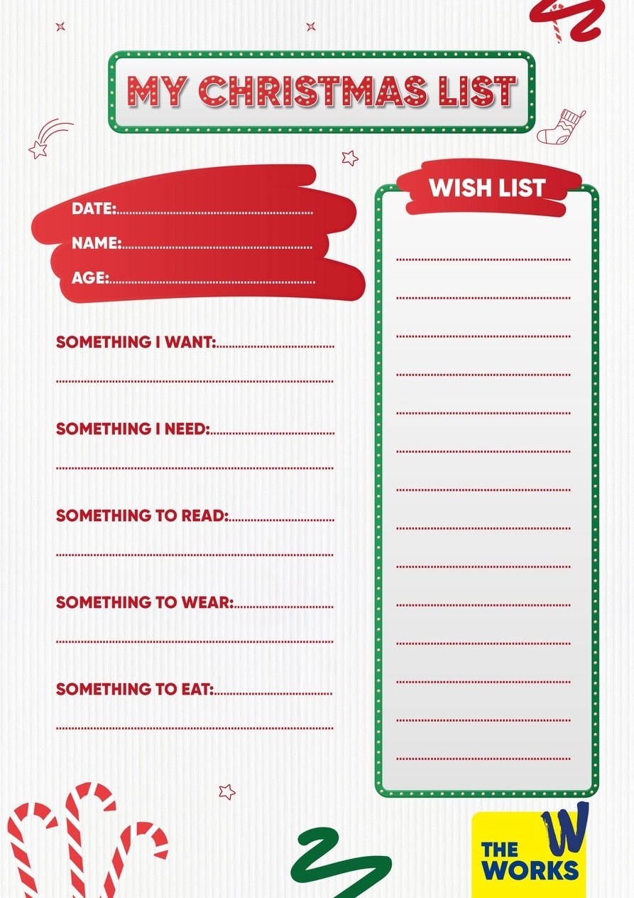 free printable santa wish list