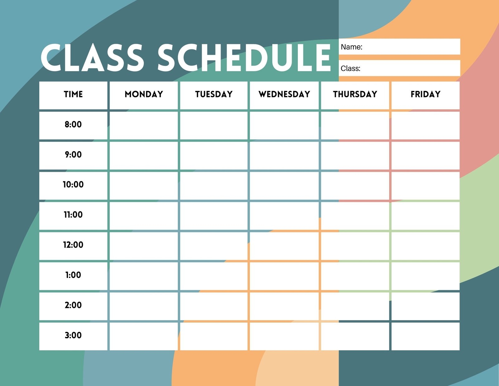 Free Printable Class Schedule Templates To Customize Canva