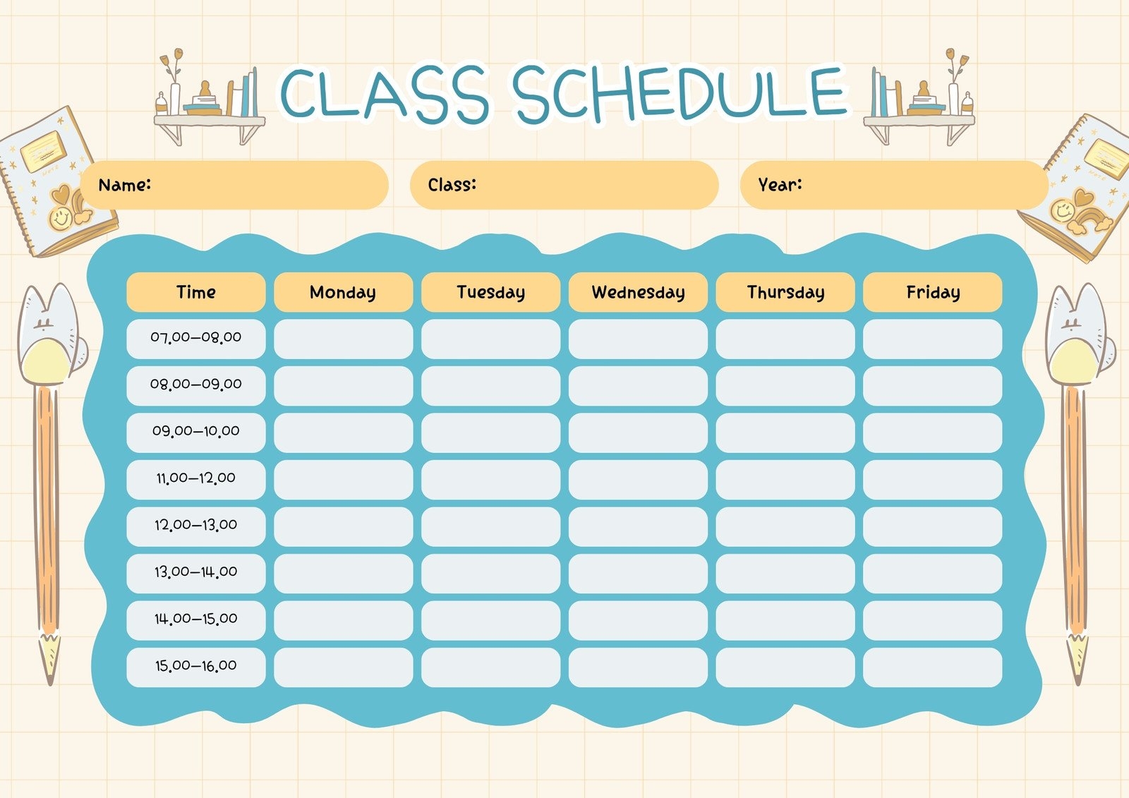 free printable student schedule