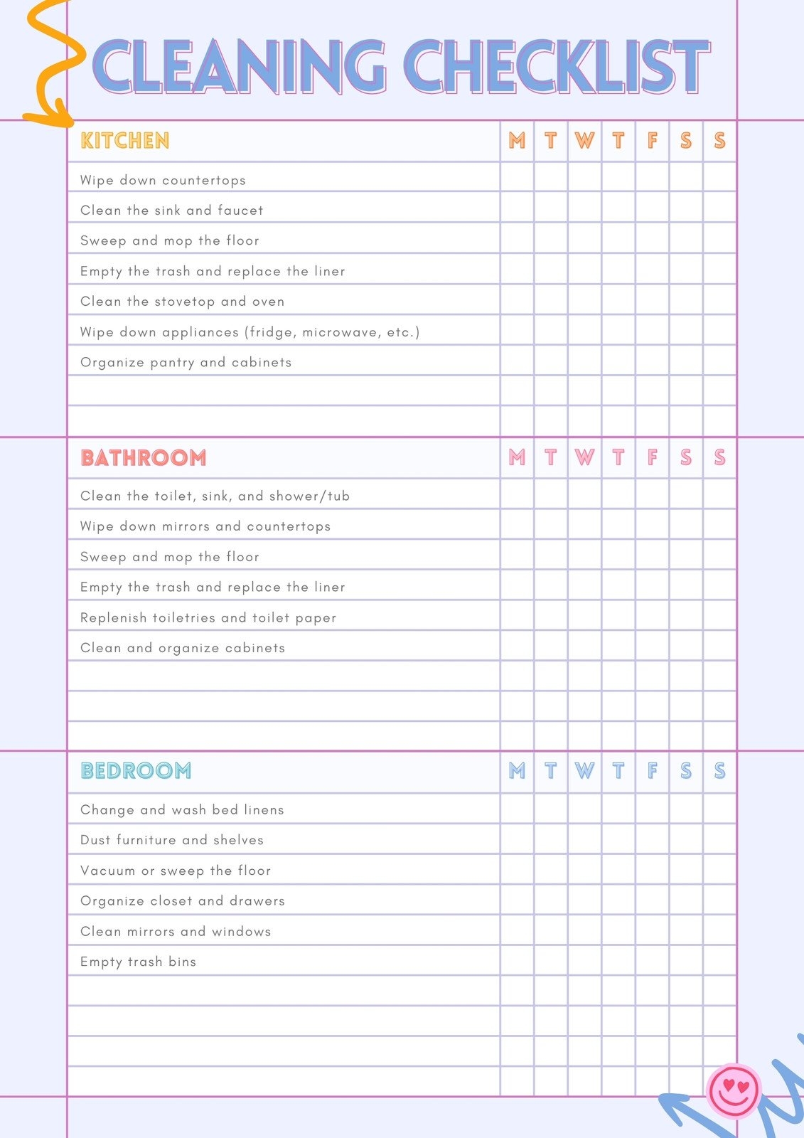 Free Printable Cleaning Checklist Templates Canva Free Printable Cleaning Checklist Templates Canva