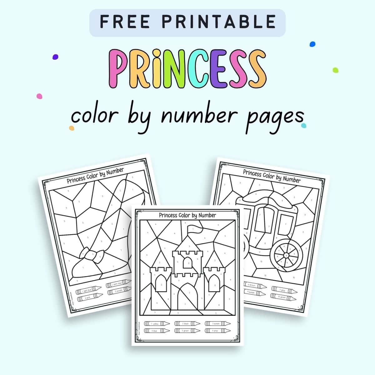 disney princess color by number printables