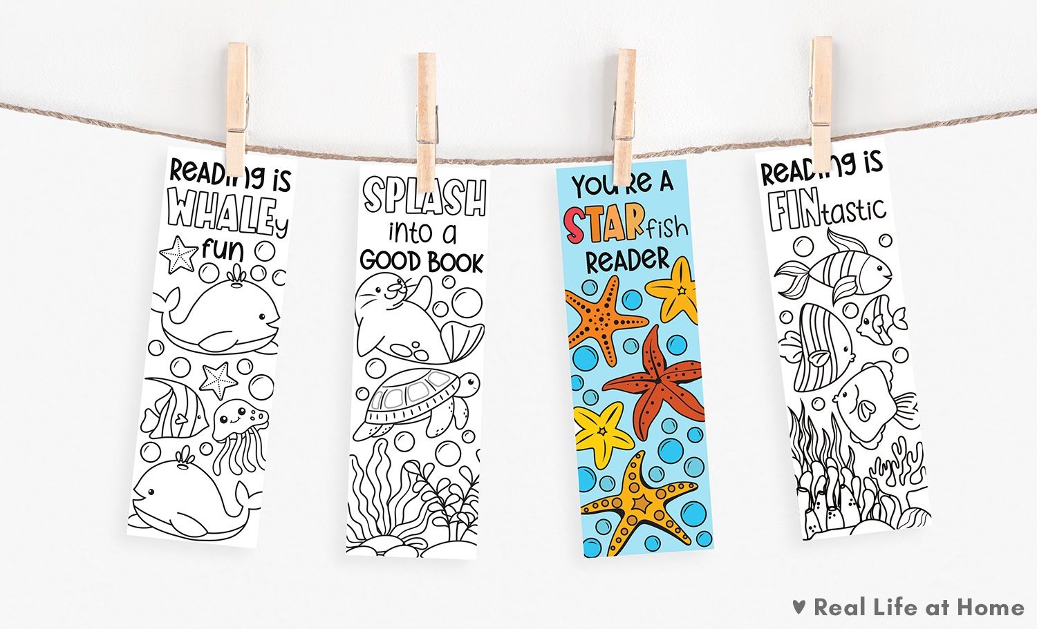 Free Printable Color Your Own Ocean Bookmarks For Kids
