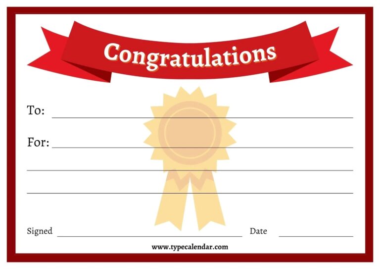 Free Printable Congratulations Certificate Templates Word PDF Students