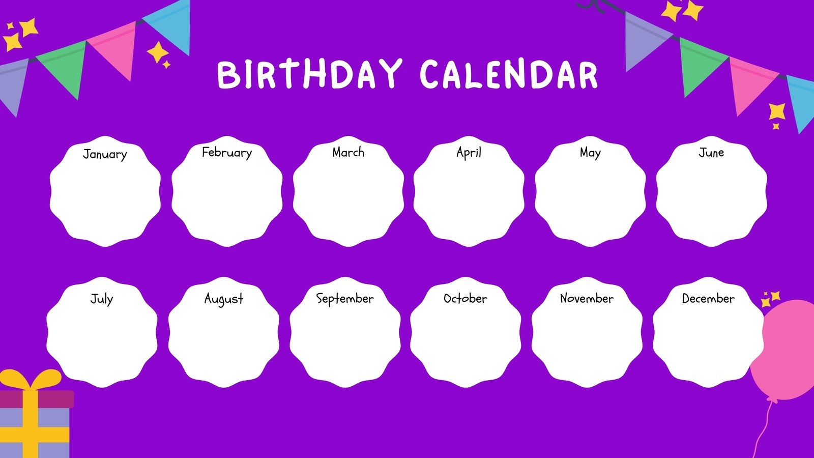 free printable birthday chart