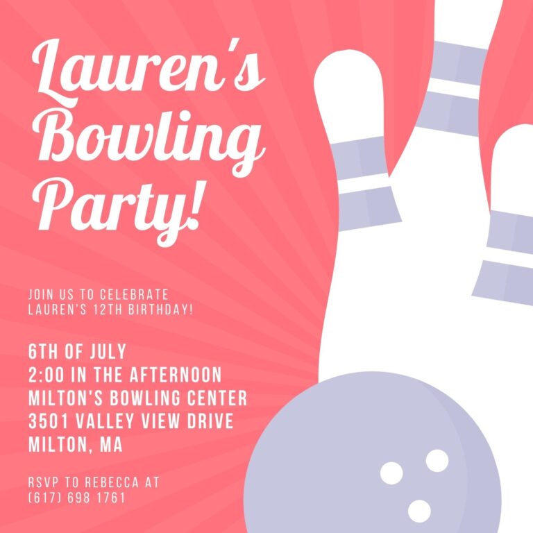 Free Printable Customizable Bowling Invitation Templates Canva