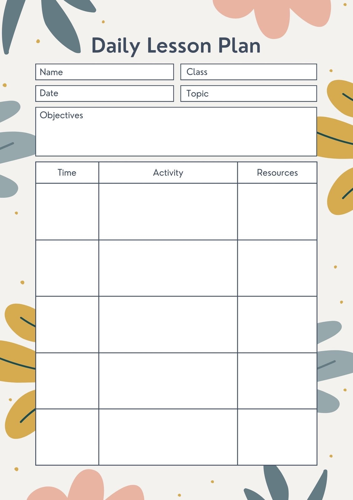 Free Printable Customizable Toddler Lesson Plan Templates 