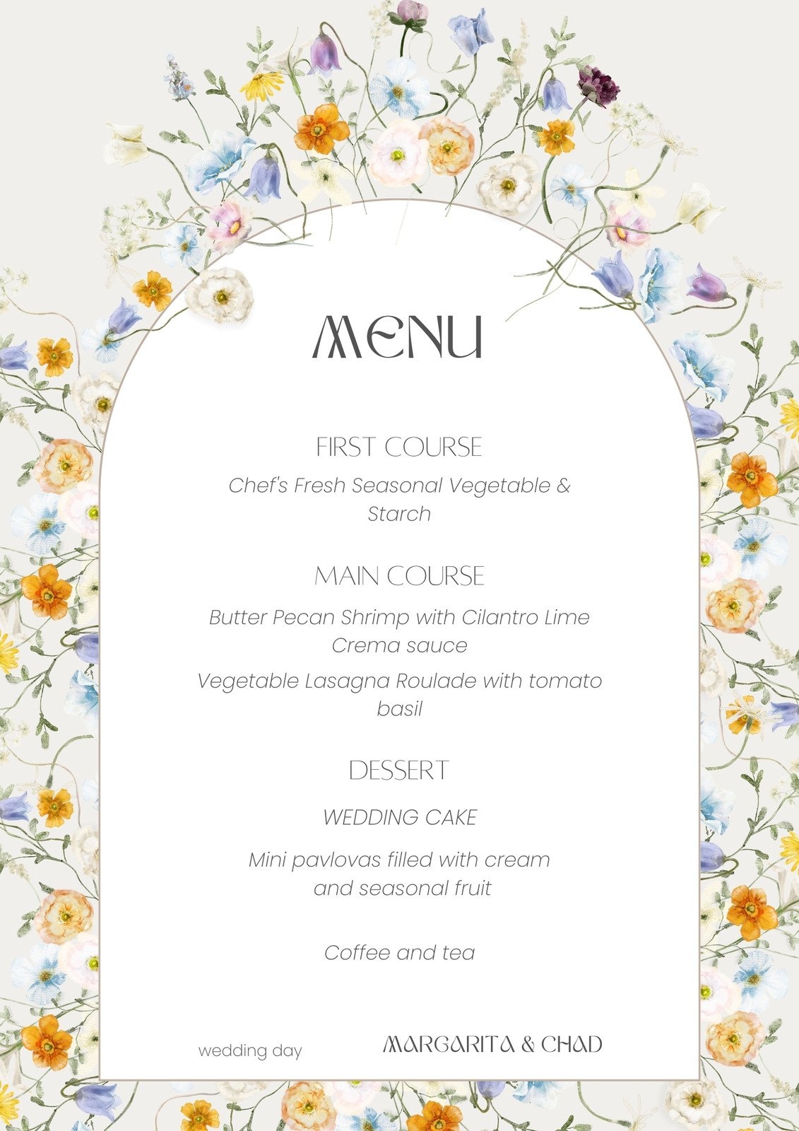 Free Printable Customizable Wedding Menu Templates Canva