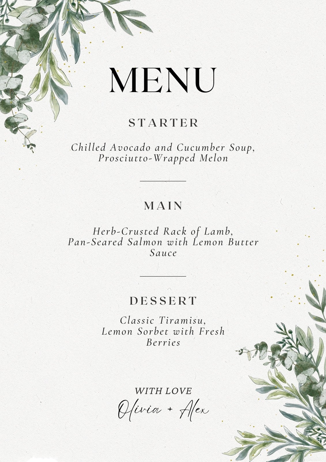 Free Printable Customizable Wedding Menu Templates Canva Worksheets Library