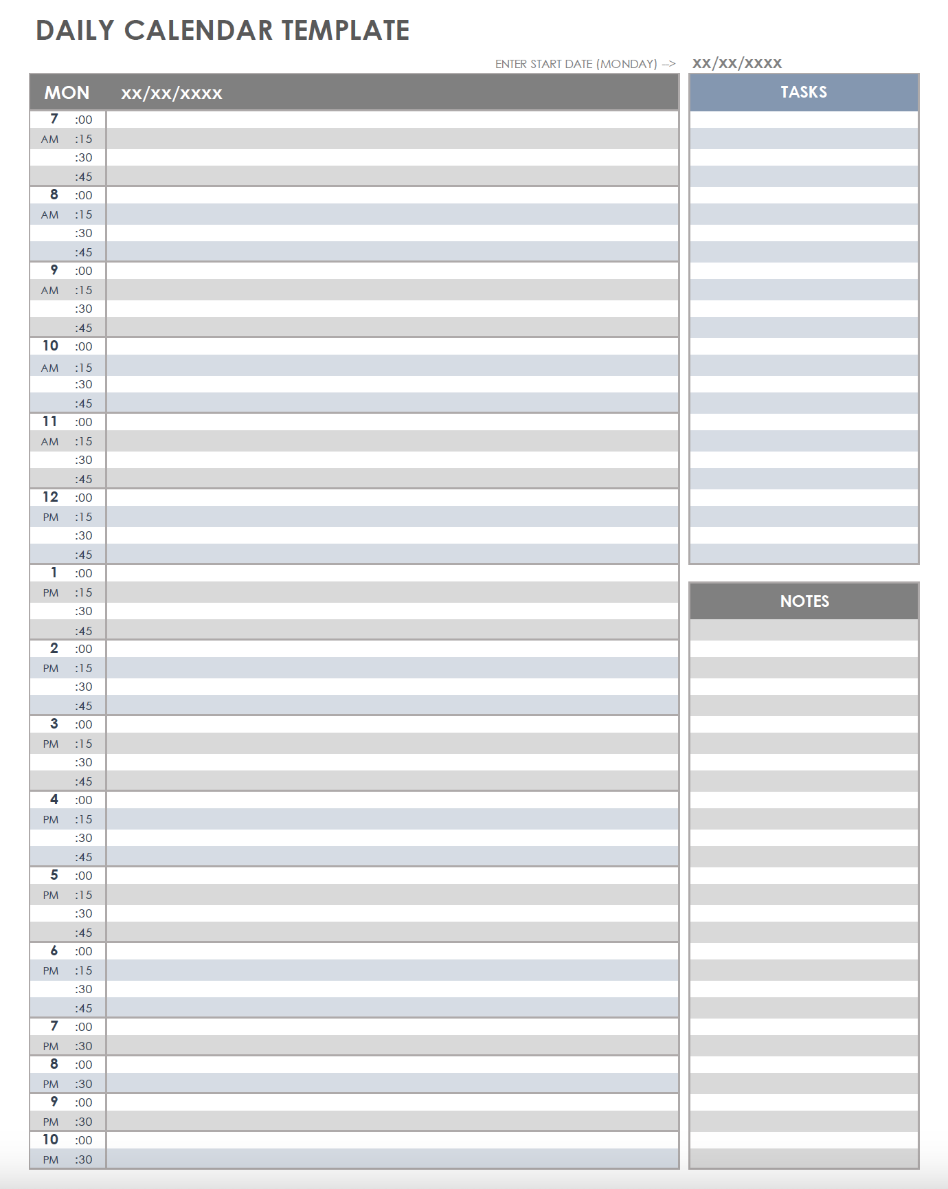 free printable daily schedule template