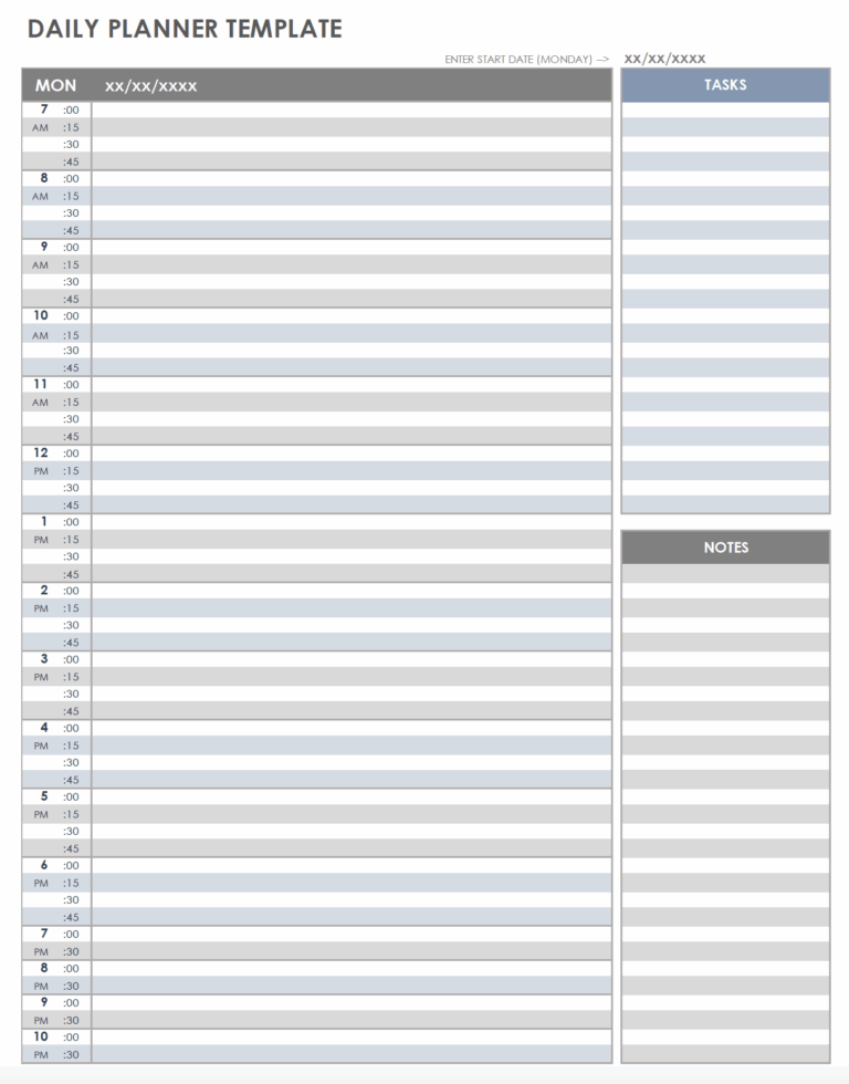 Free Printable Daily Calendar Templates Smartsheet