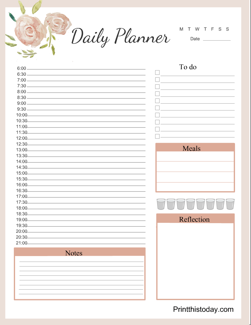 Free Printable Daily Planner Pages Templates Worksheets Library