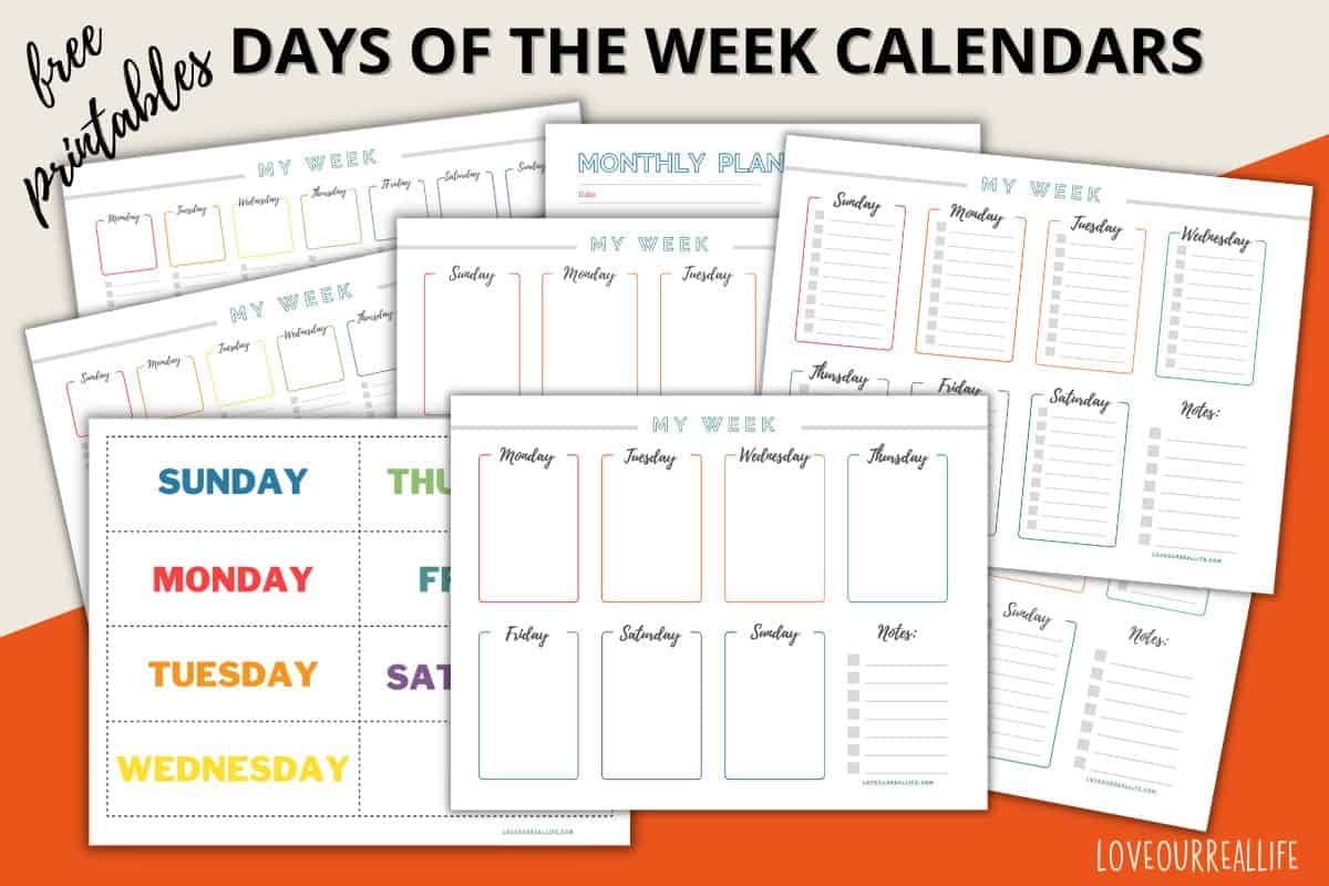 days of the week printable