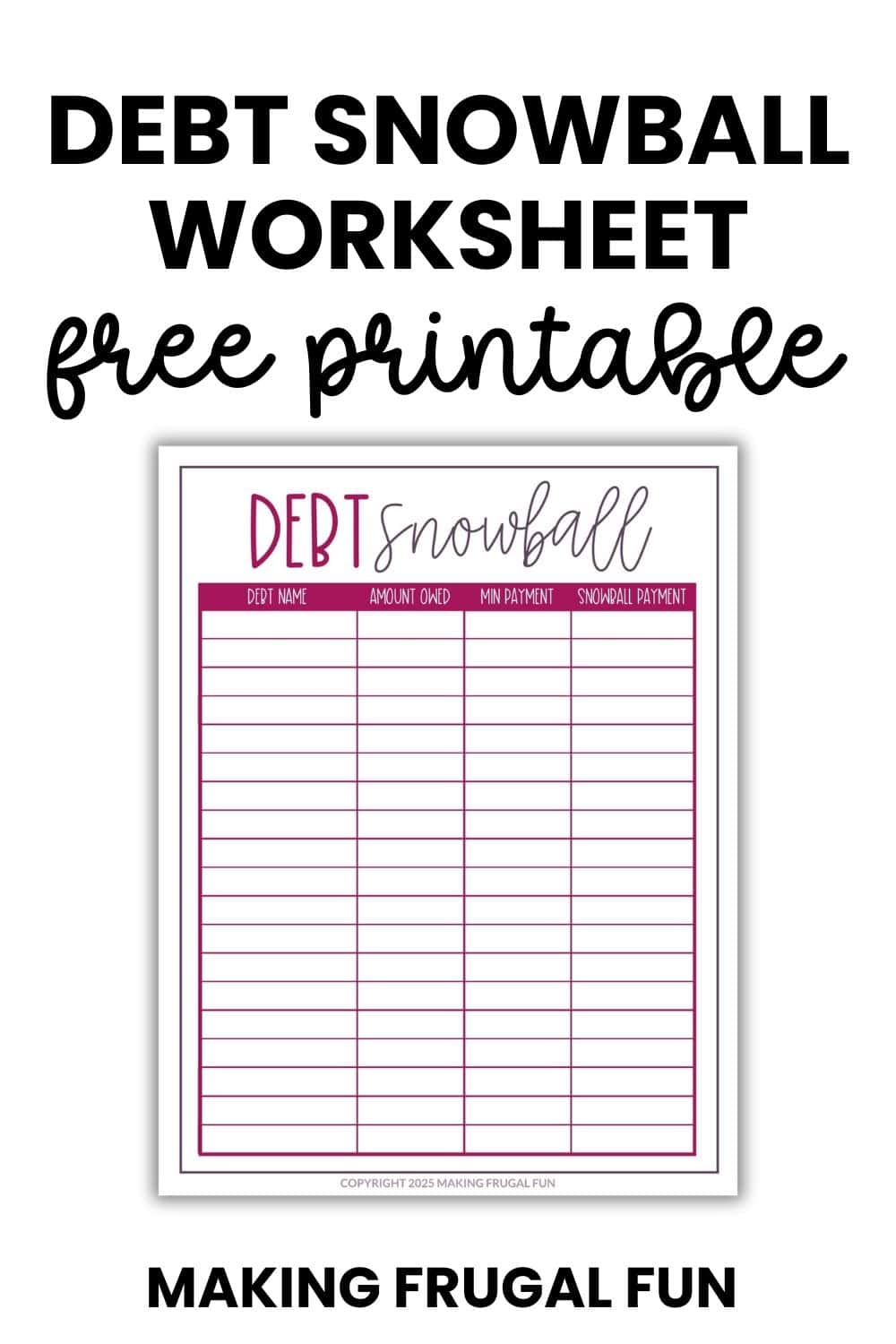 dave ramsey snowball sheet printable