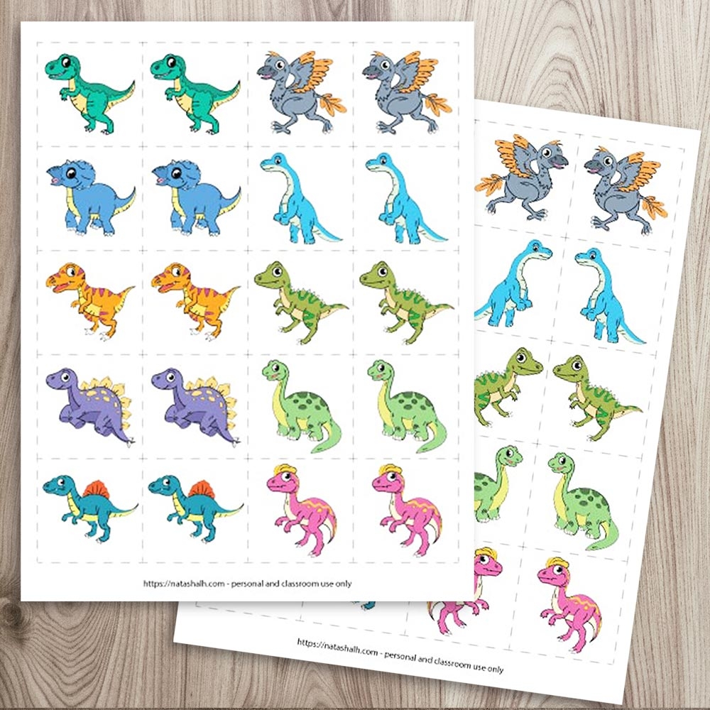 dinosaur match game printable
