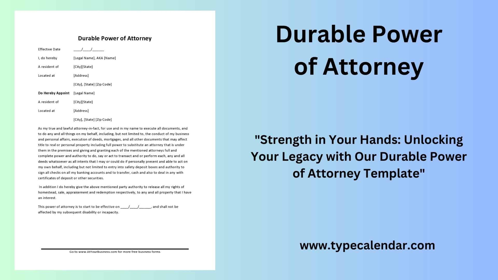 printable durable power of attorney
