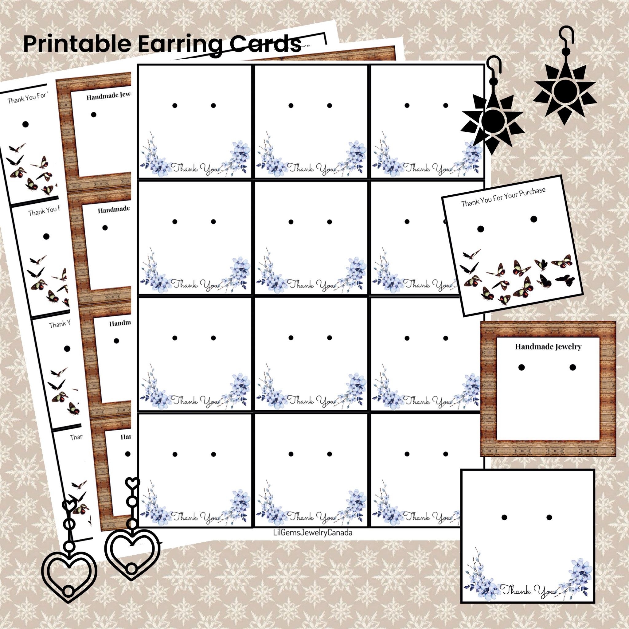Free Printable Earring Card Template Shop On Pinterest