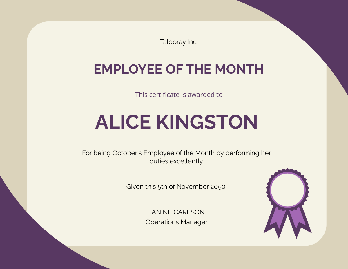 free printable employee of the month certificate
