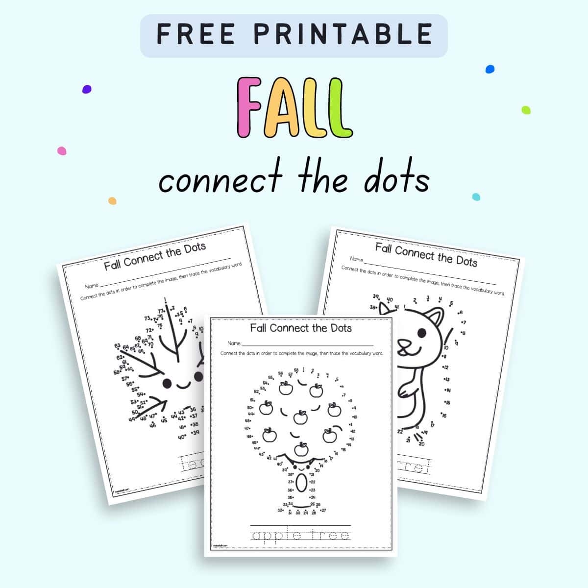fall dot to dot printables