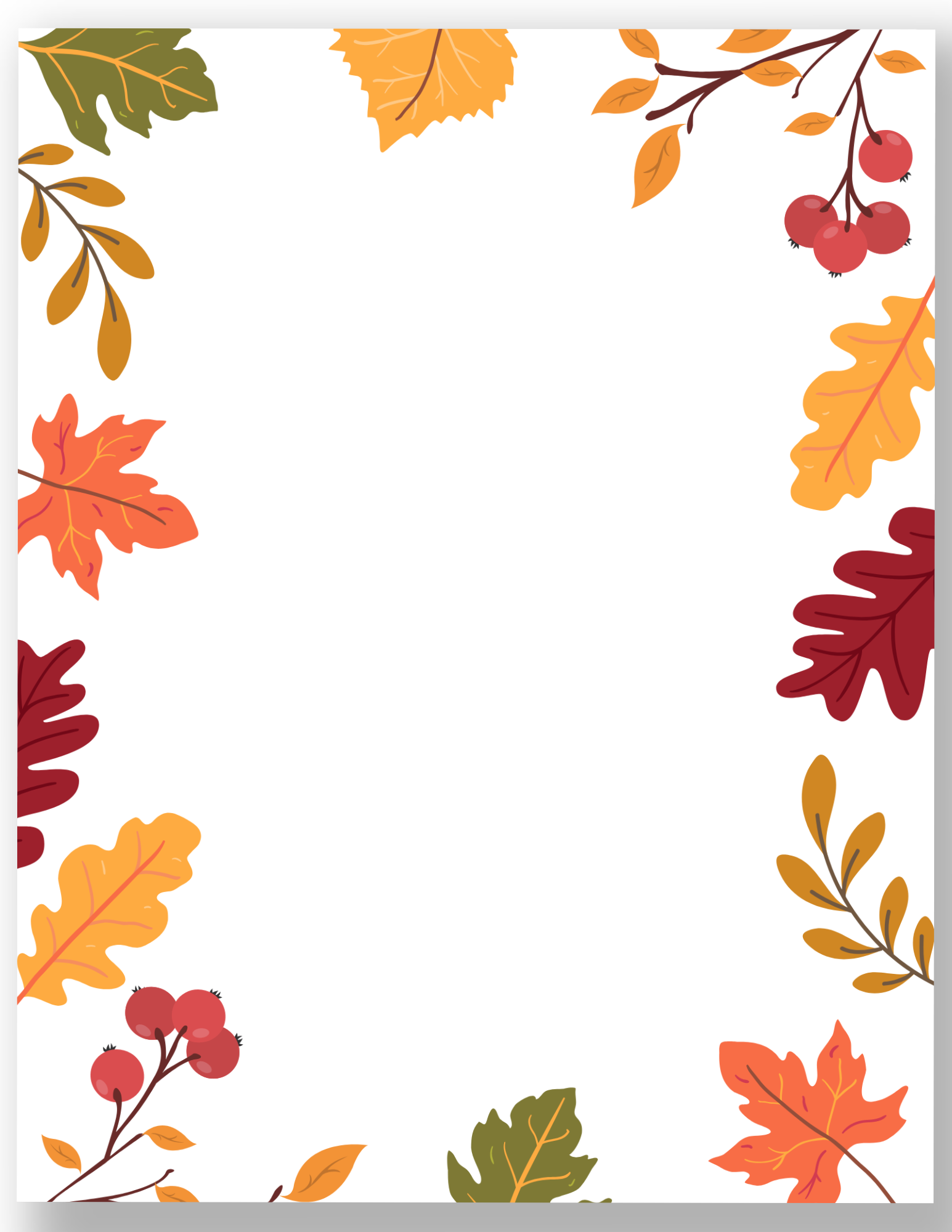 Free Printable Fall Page Borders Gathering Beauty