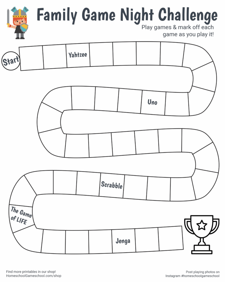 Free Printable Family Game Night Challenge Poster Worksheets Library