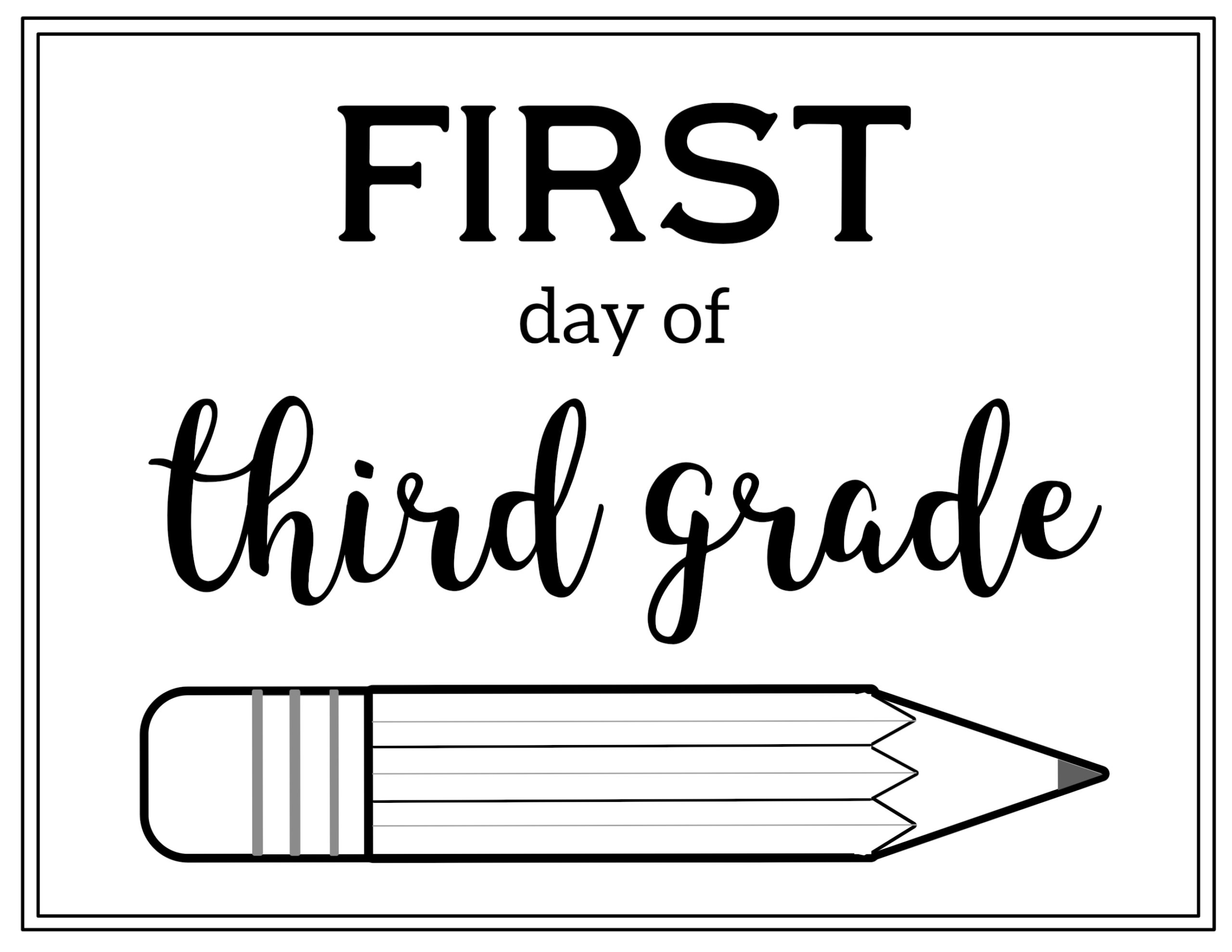 Free Printable First Day Of School Sign Pencil Paper Trail Design
