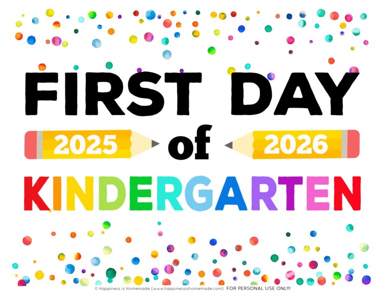 Free Printable First Day Of School Signs 2025 26 Happiness Is Homemade