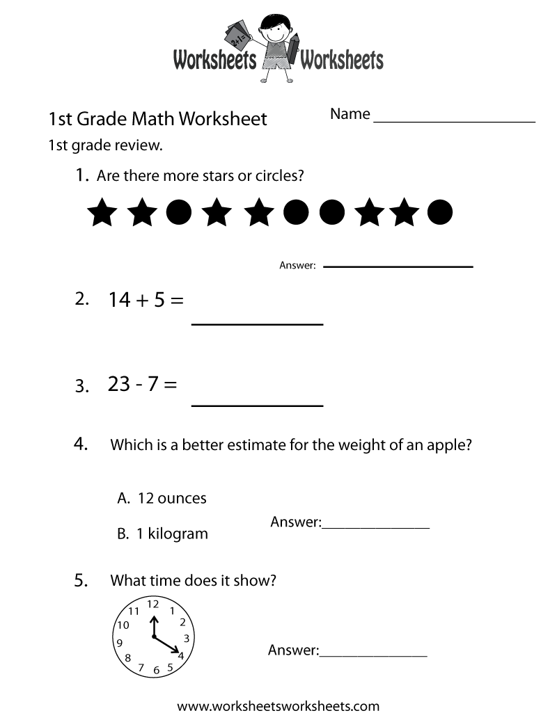 Free Printable First Grade Math Practice Worksheet Free Printable First Grade Math Practice Worksheet