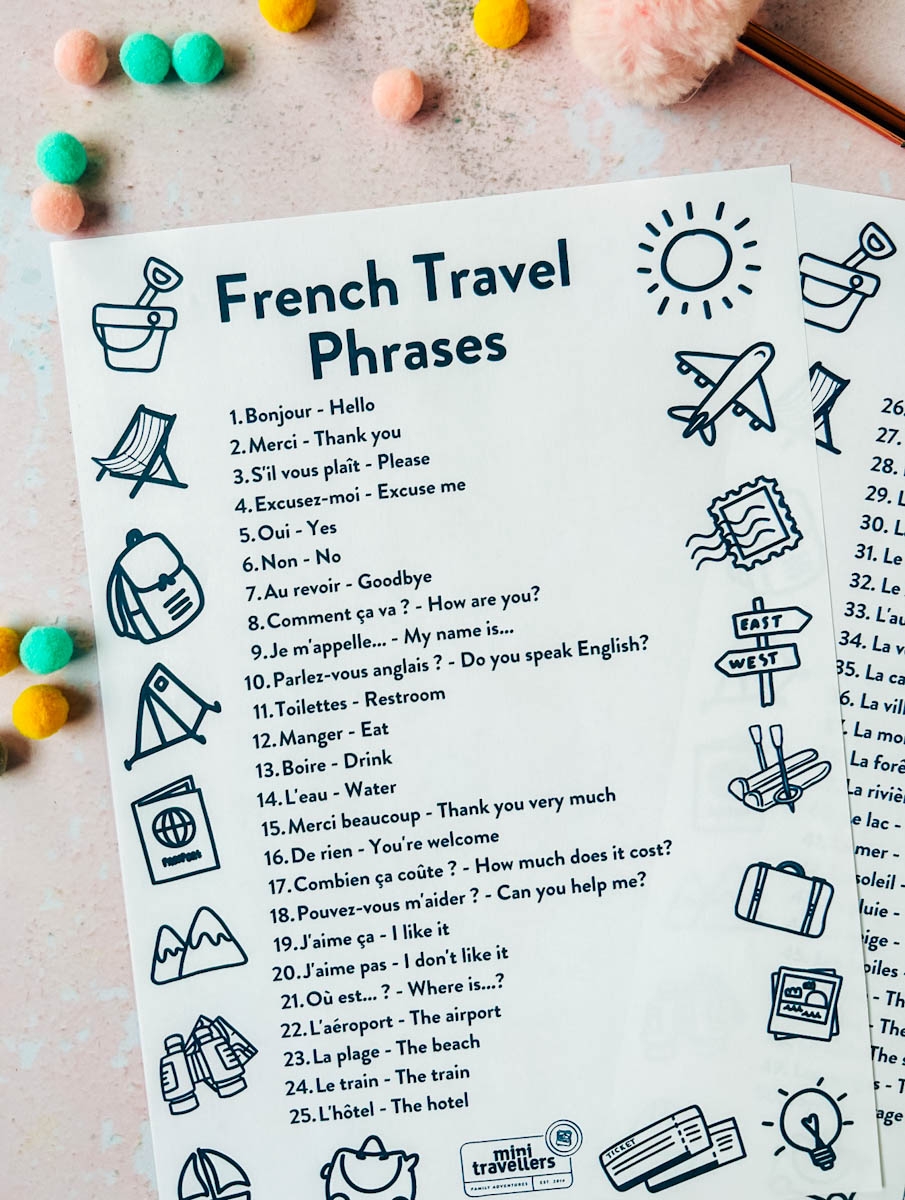 Free Printable French Travel Phrases For Kids Mini Travellers Family Travel U0026 Family Holiday Tips