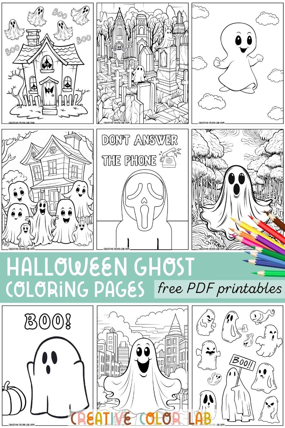 Free Printable Halloween Ghost Coloring Pages