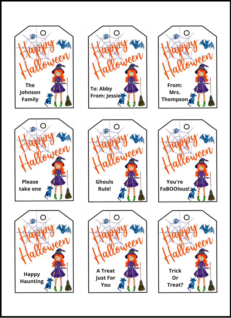 free printable personalized halloween gift tags