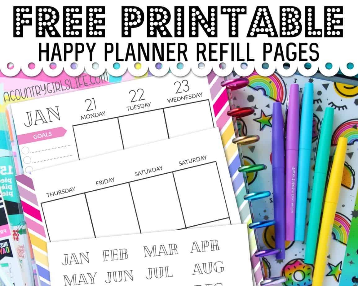 free planner refills printable