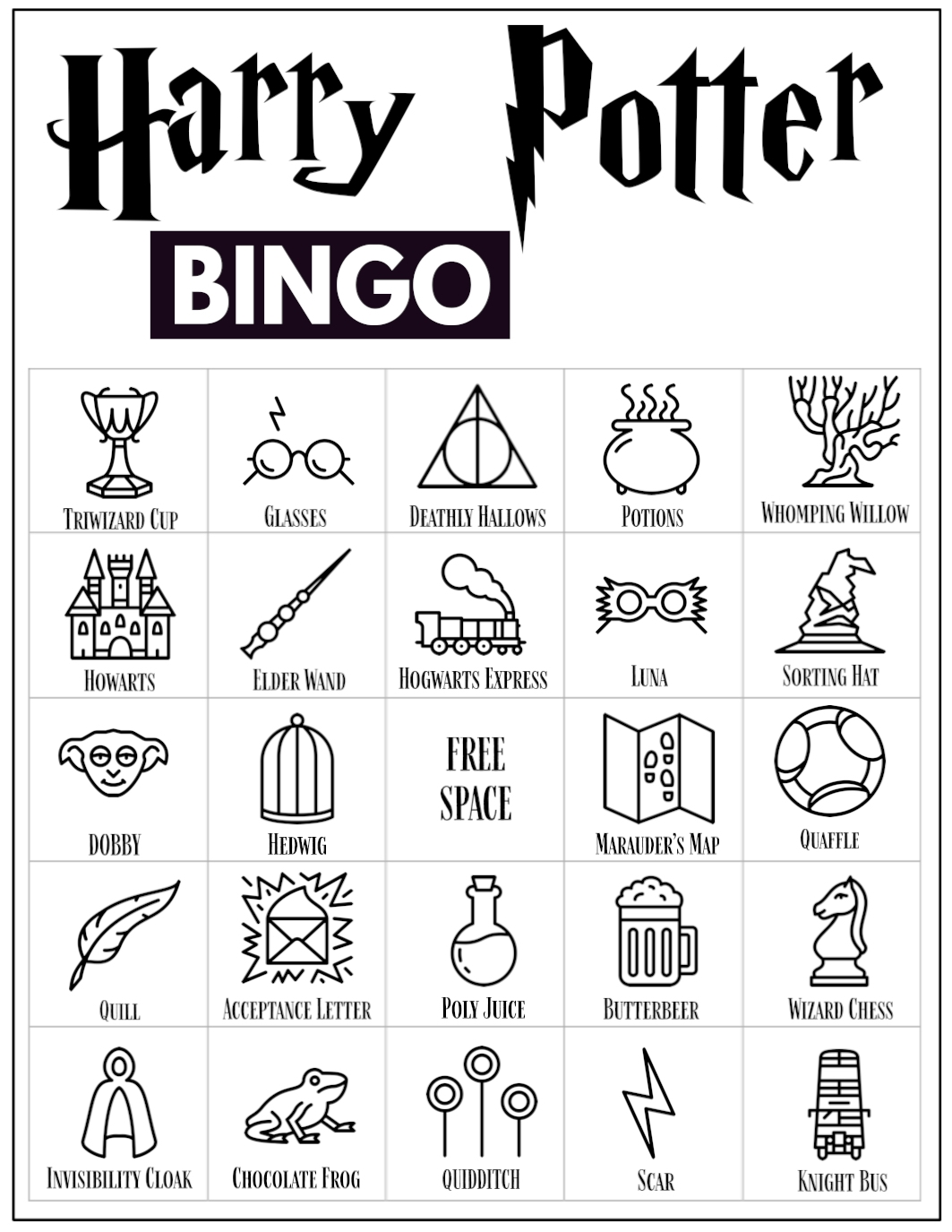 harry potter activities printable