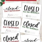 Free Printable Holiday Closed Signs Christmas Version Hand 