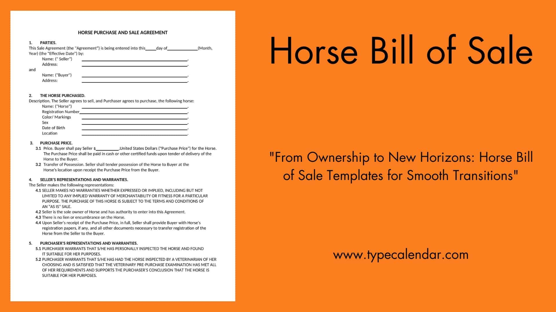printable horse bill of sale form