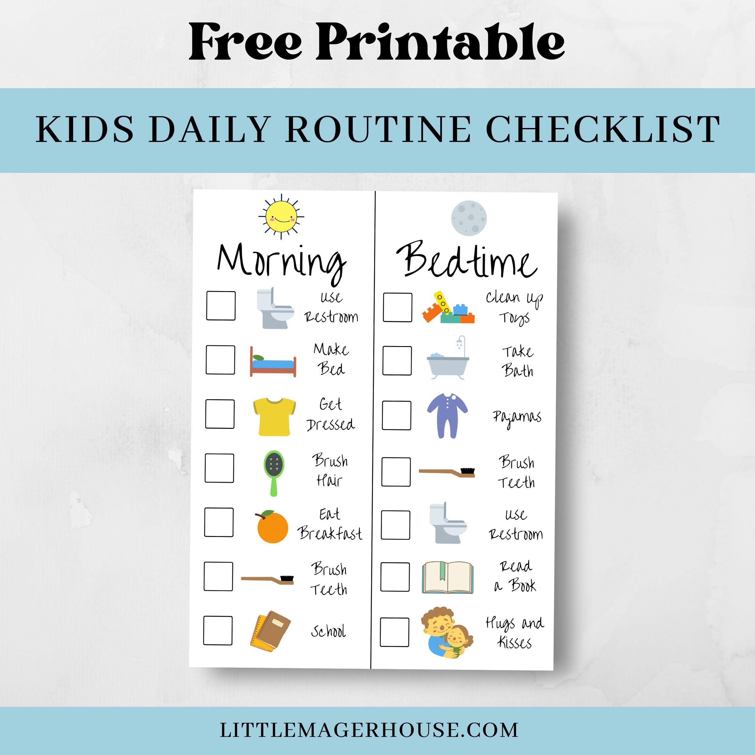printable morninh routine chart for kids