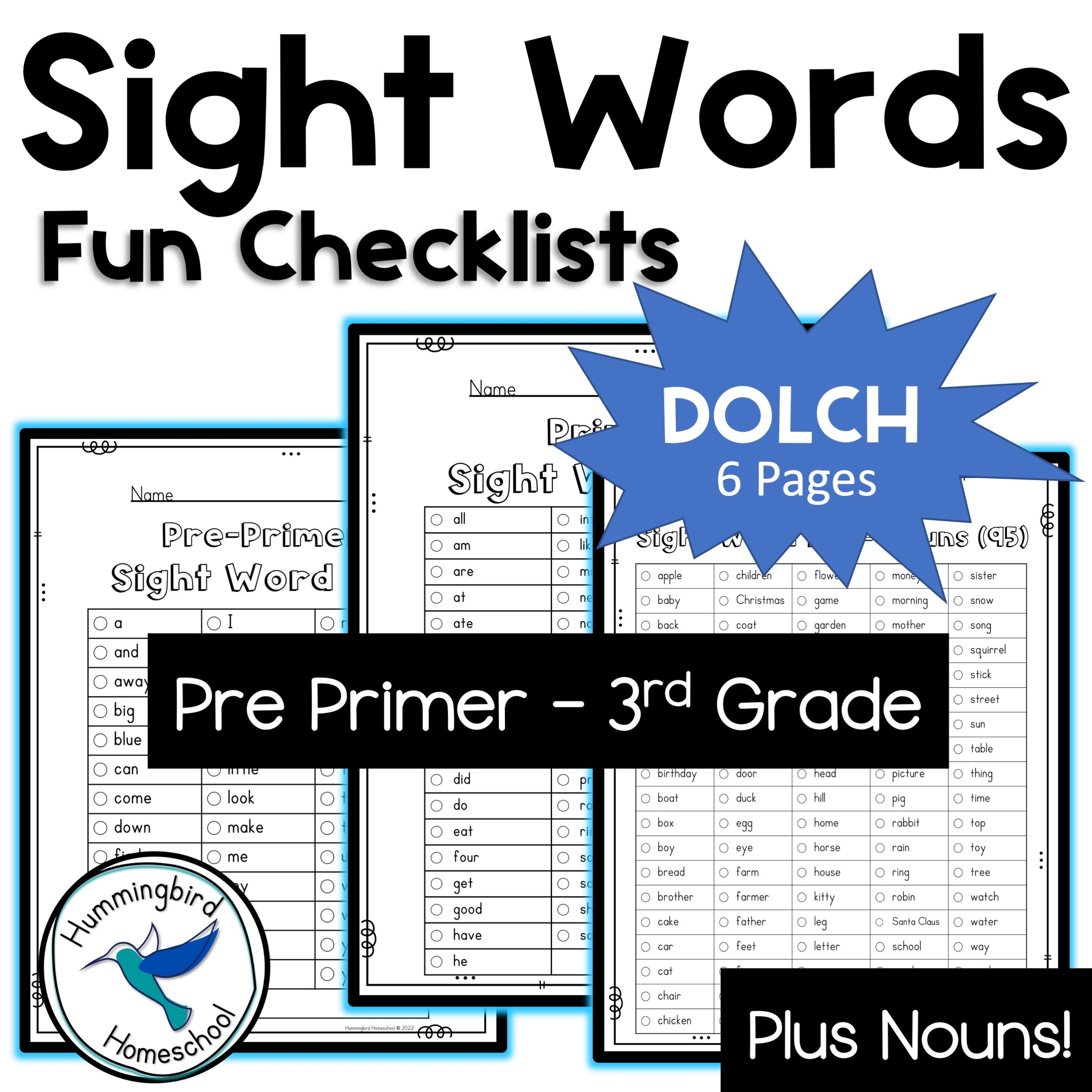kindergarten sight words list printable