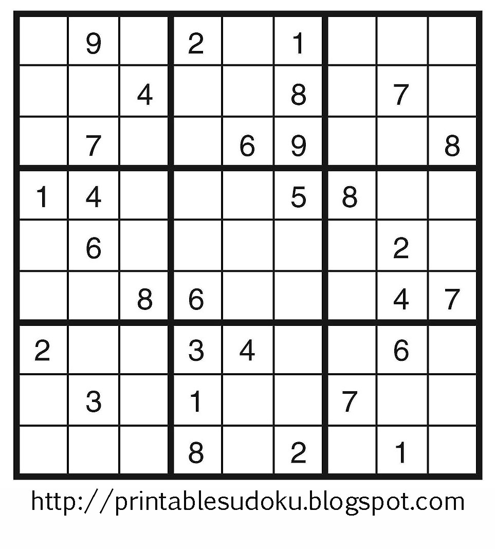 free sodoku puzzles printable