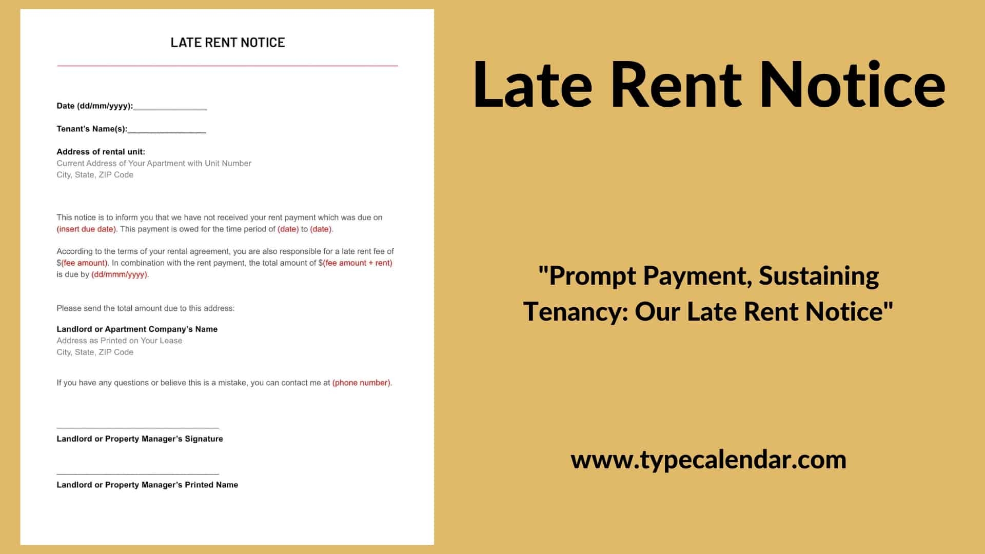 Free Printable Late Rent Notice Templates Word PDF 30 Day Eviction