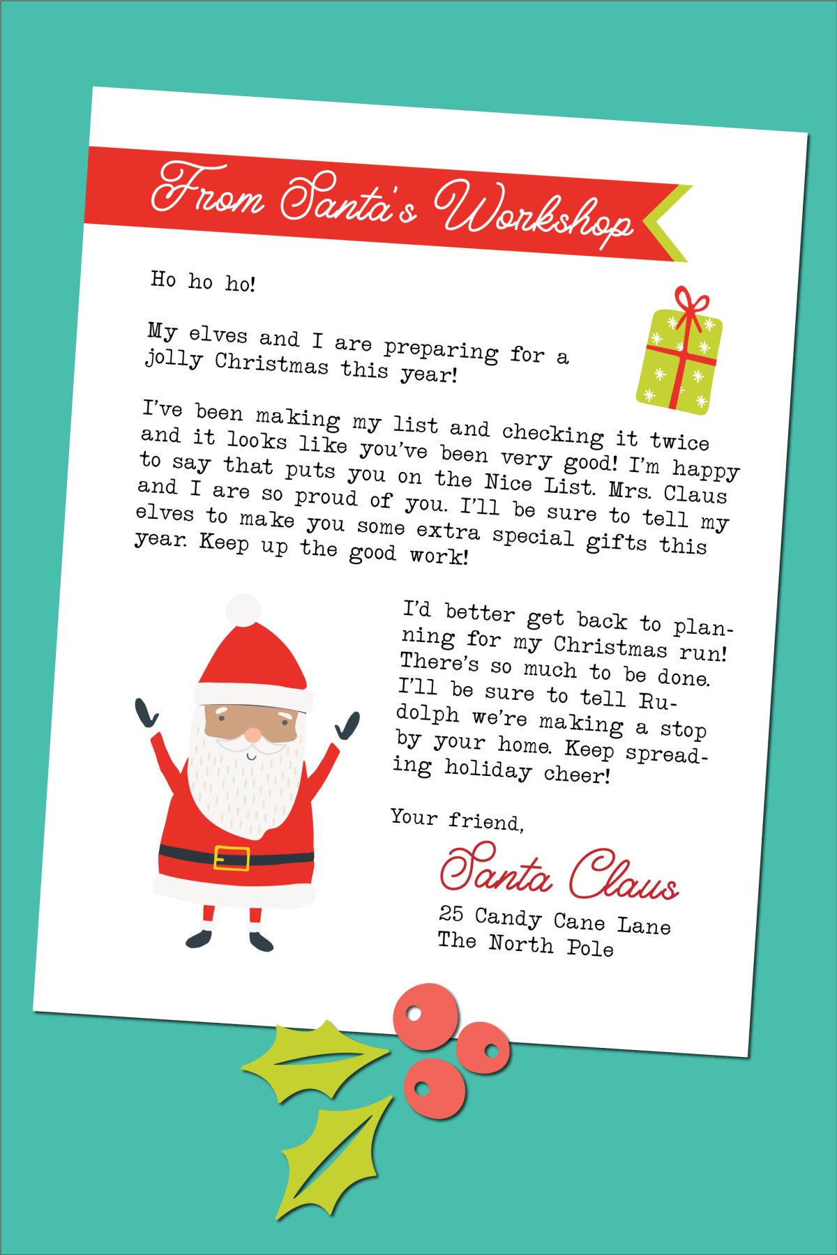 Free Printable Letter From Santa Hey Let s Make Stuff