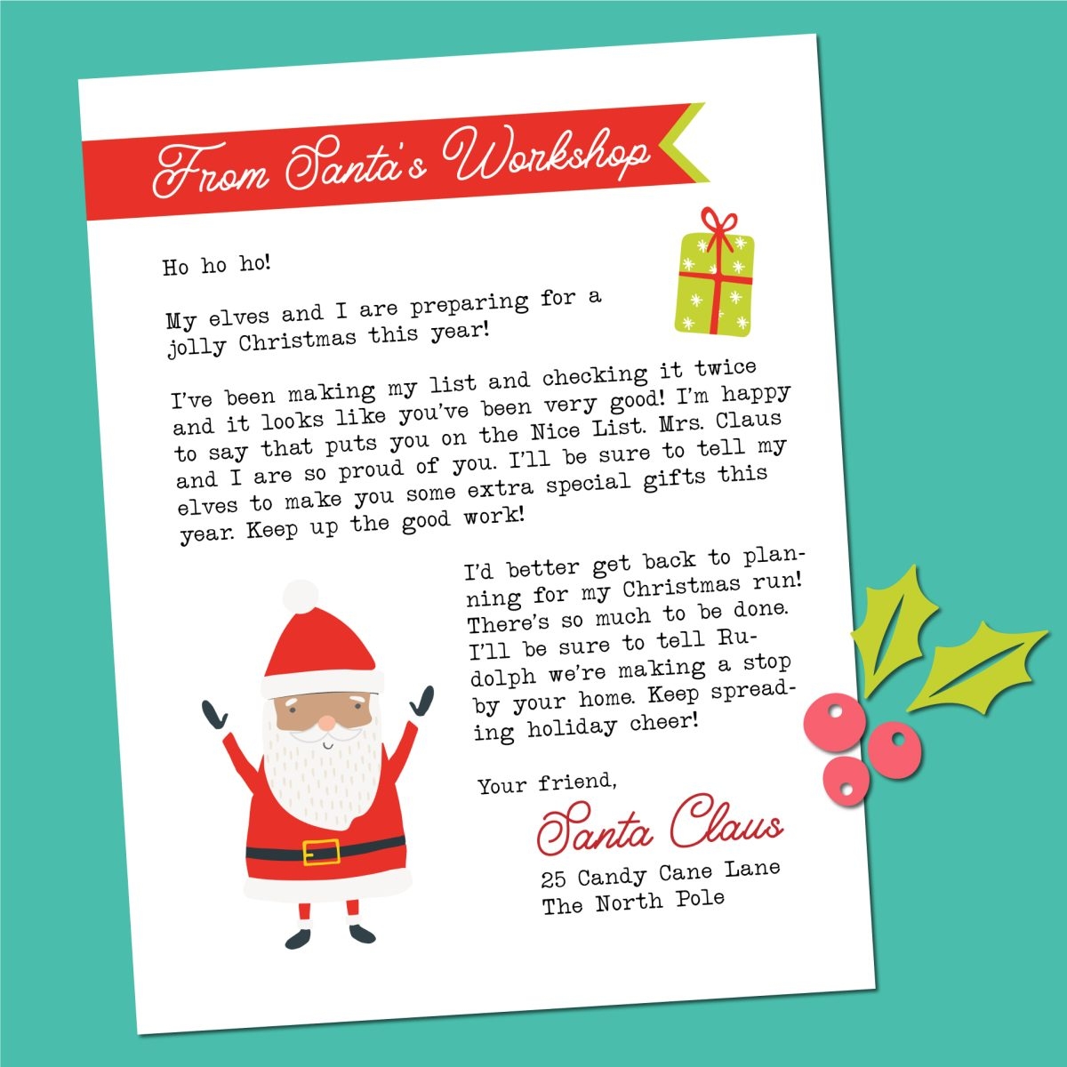 Free Printable Letter From Santa Hey Let s Make Stuff