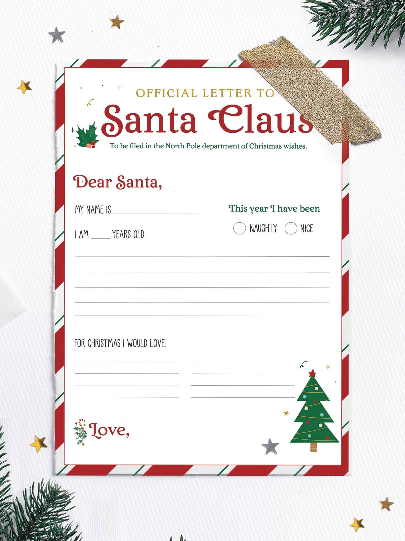 santa letter template printable