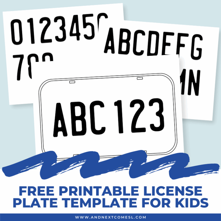 Free Printable License Plate Template For Kids And Next Comes L 