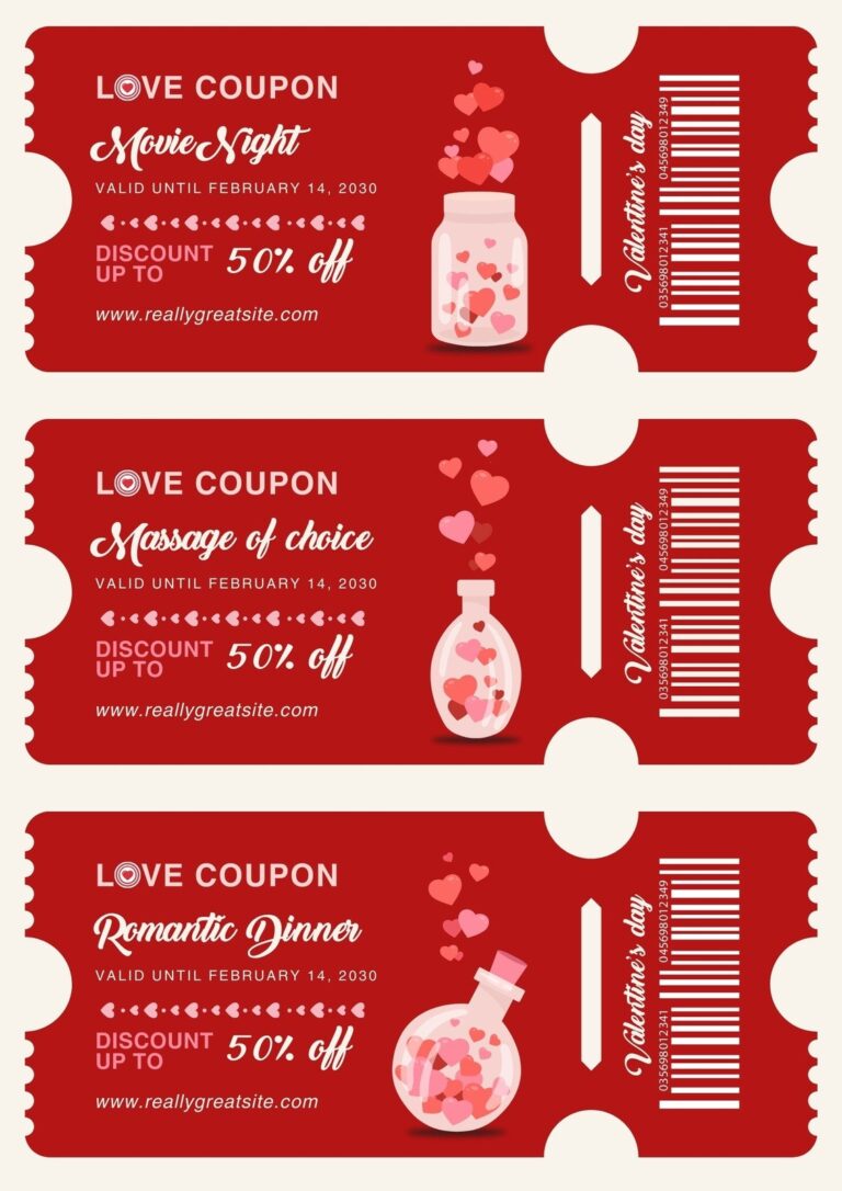 Free Printable Love Coupon Templates Canva