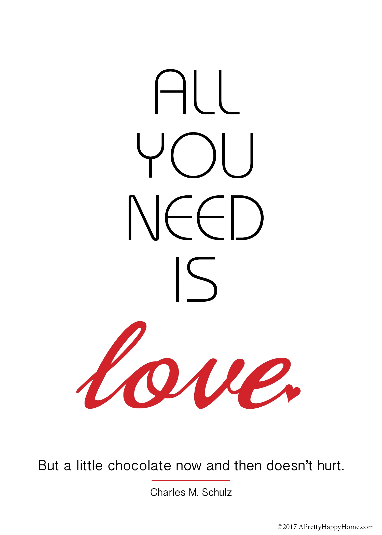 all you need is love free printable