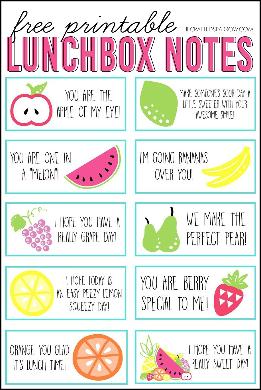 Free Printable Lunchbox Notes
