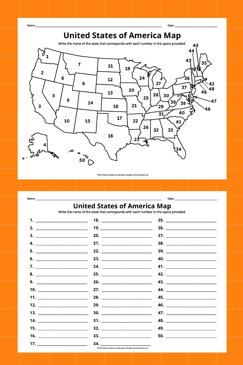 states and capitals map printable
