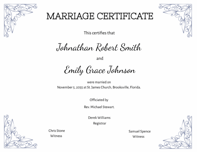 Free Printable Marriage Certificate Templates To Customize Online