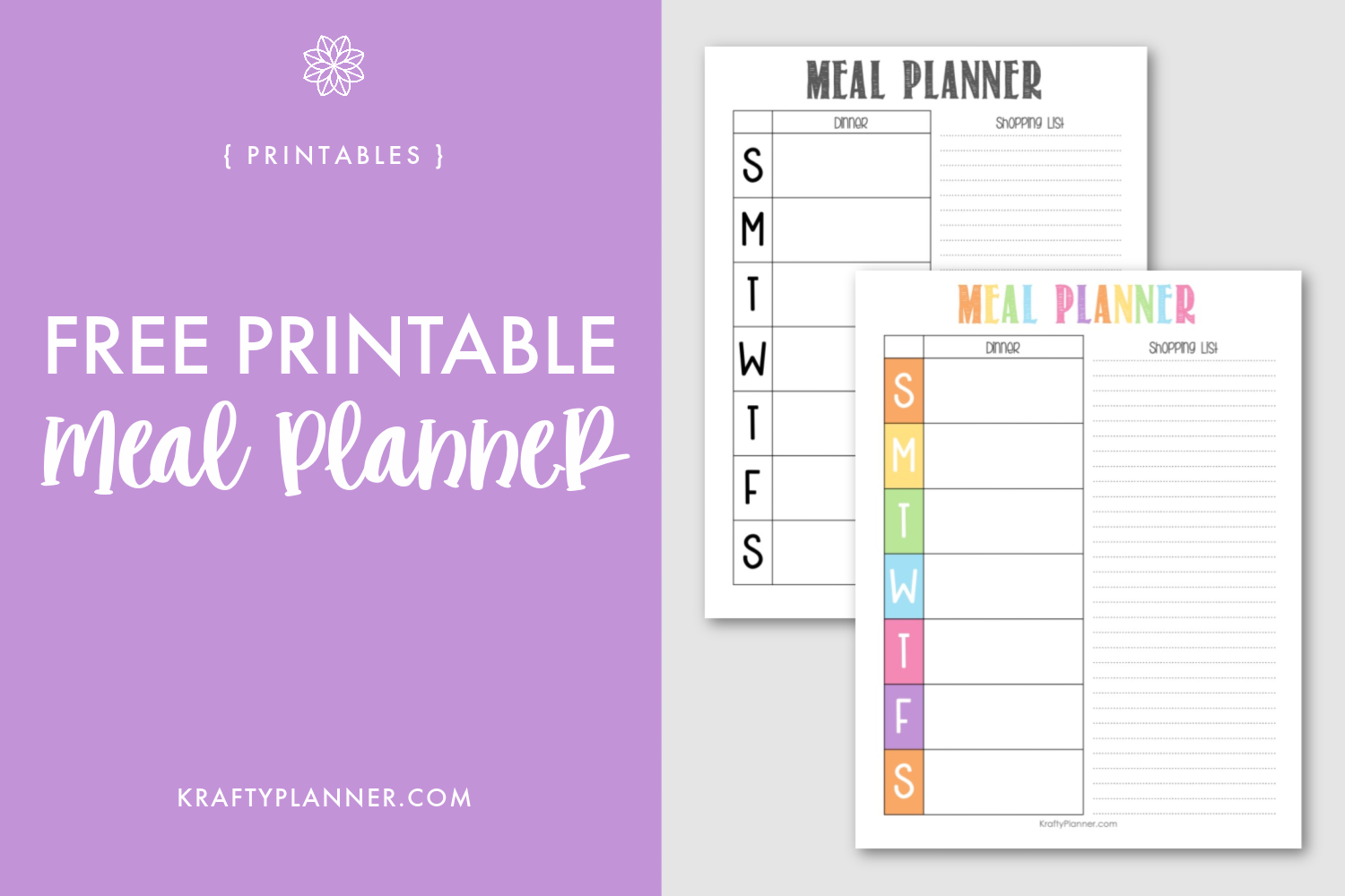 free printable weekly menu planner template